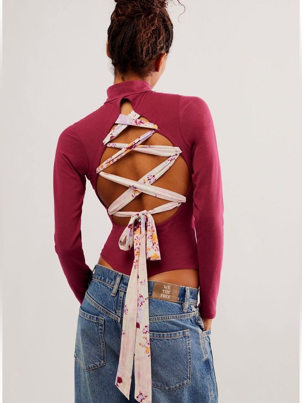 NWT Free People Straps in the Back Wine Bodysuit M